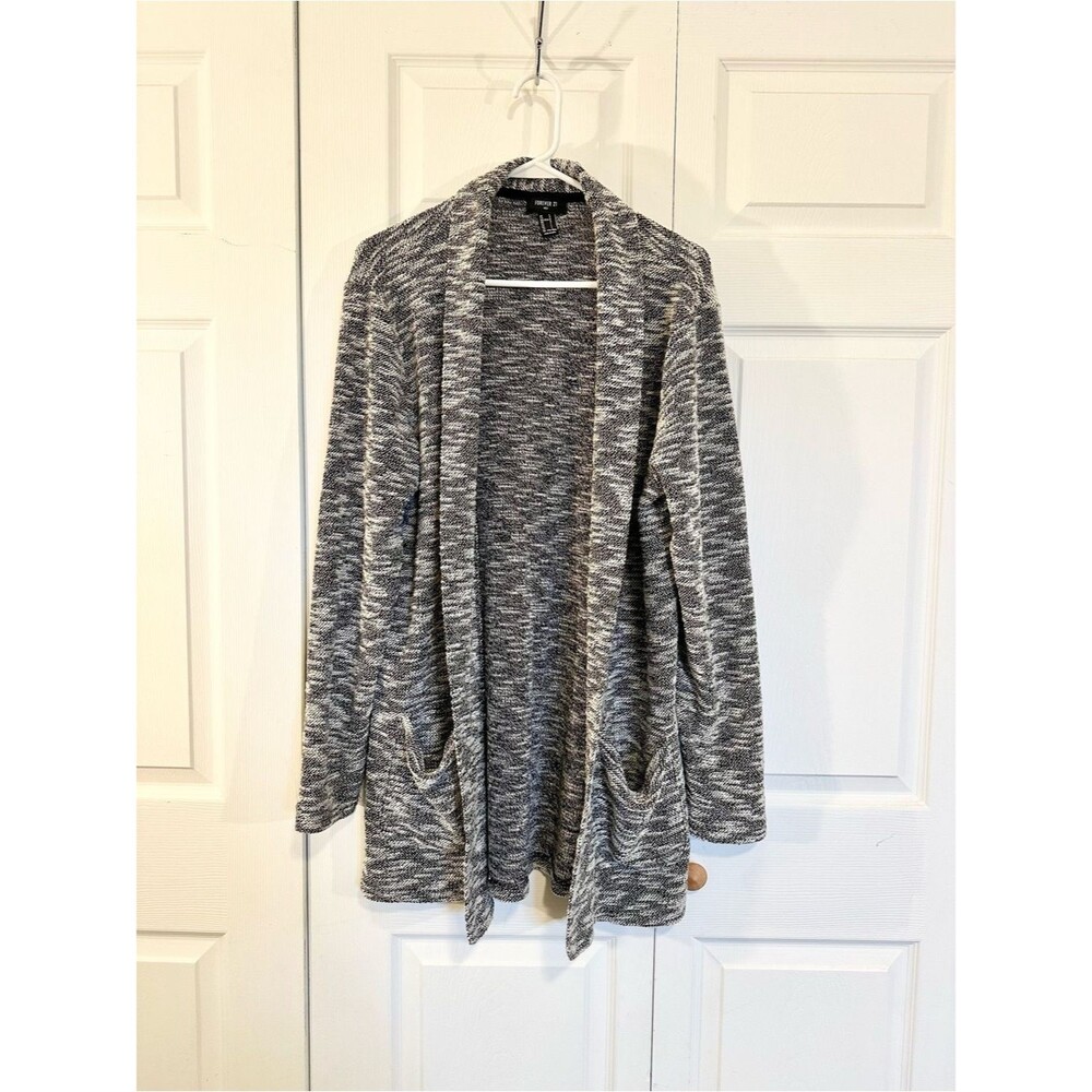Men’s Forever 21 Gray Marled Open Cardigan with Pockets L